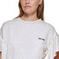 Camiseta feminina DKNY com manga curta e babados, marrom, tamanho médio