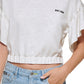 Camiseta feminina DKNY com manga curta e babados, marrom, tamanho médio