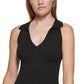 Suéter polo feminino DKNY preto, tamanho médio