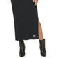 Vestido feminino DKNY sem mangas com decote falso, preto, tamanho médio
