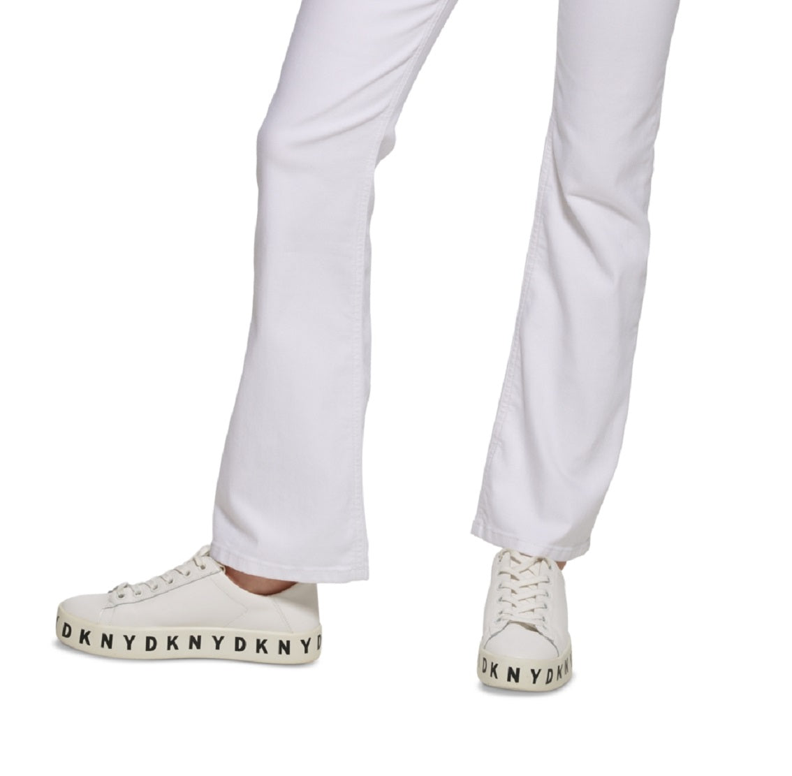 Calça jeans feminina DKNY Boerum de cintura alta, tamanho 31, branca