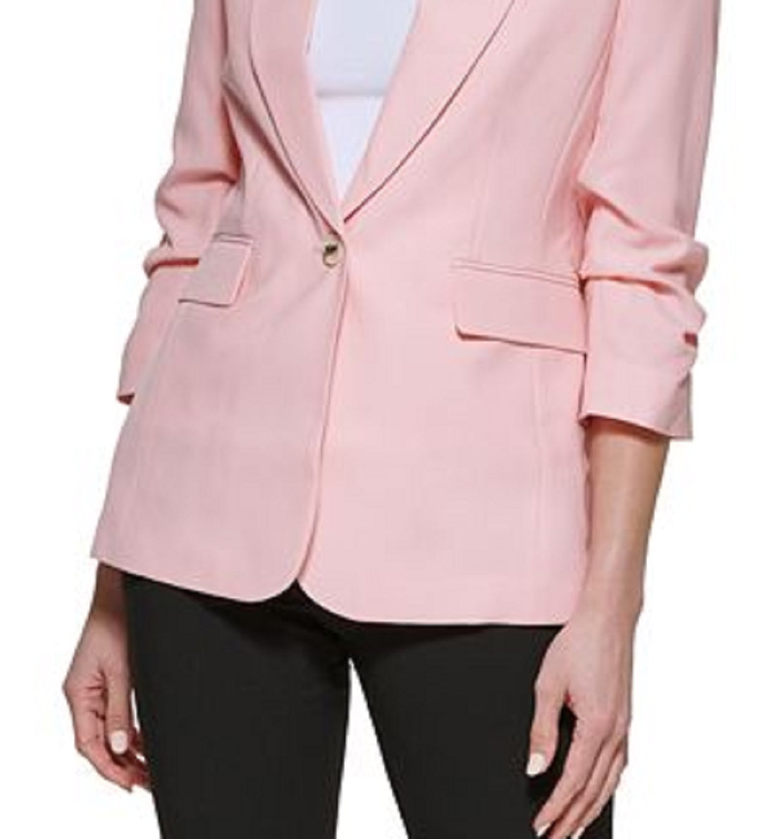 Jaqueta DKNY Madison Feminina com Mangas Franzidas Rosa Tamanho 10
