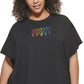 Camiseta feminina DKNY Pride Logo preta tamanho 2X