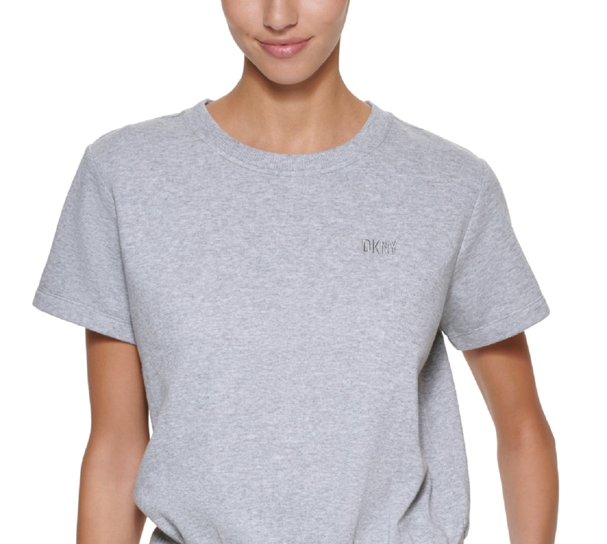 Macacão feminino DKNY com gola redonda, cinza, tamanho extragrande