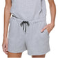 Macacão feminino DKNY com gola redonda, cinza, tamanho extragrande