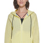 Moletom com capuz feminino DKNY Sprint Mesh Relaxed Full Zip, amarelo, tamanho grande
