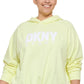 Moletom com capuz feminino DKNY com logotipo amarelo, tamanho 3X