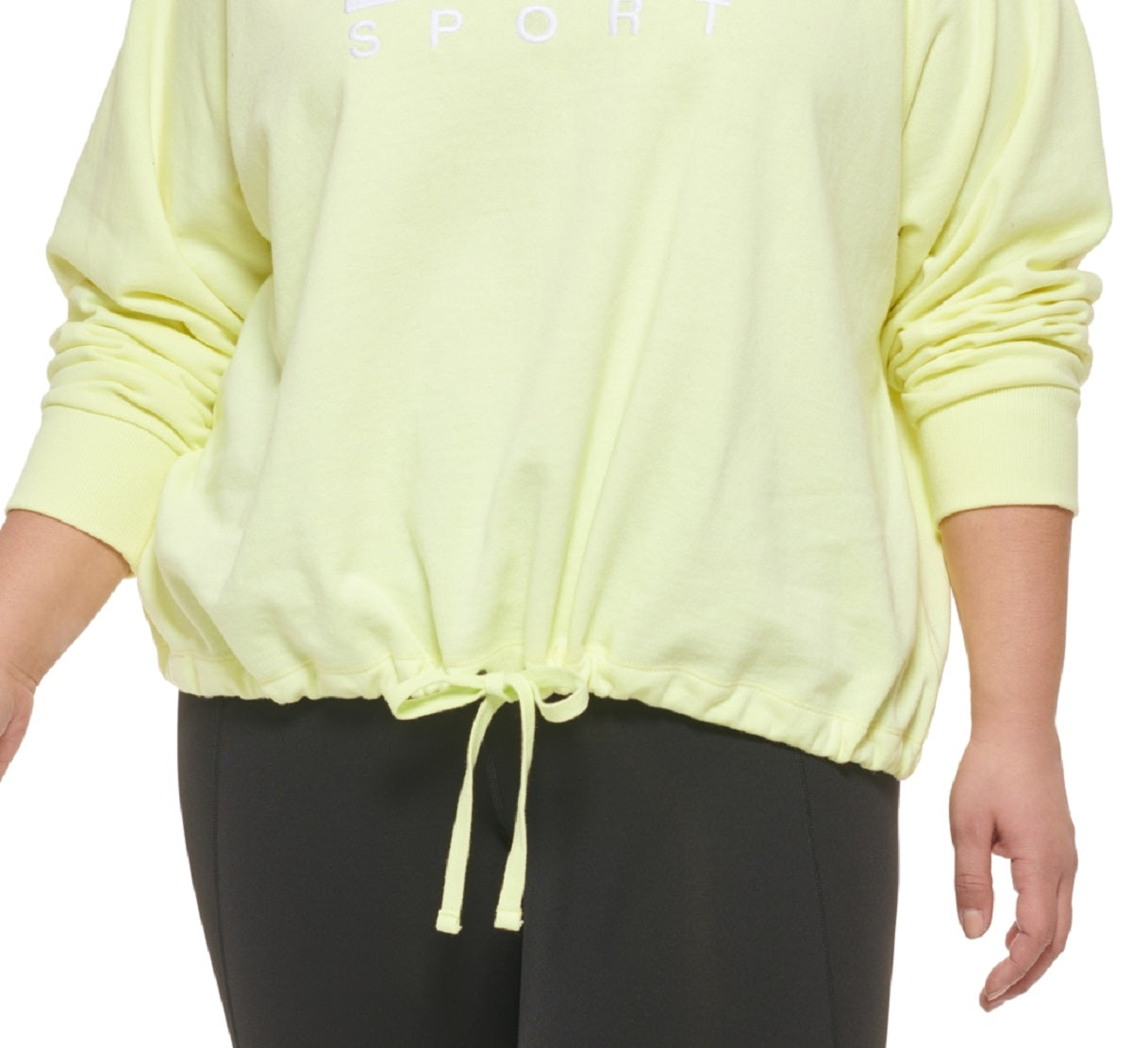 Moletom com capuz feminino DKNY com logotipo amarelo, tamanho 3X