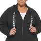 Moletom com capuz feminino DKNY Sport Plus Logo com cordão French Terry, preto, tamanho 3X
