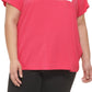 Camiseta feminina DKNY com estampa de logotipo bicolor rosa, tamanho 2X