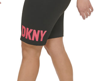 Shorts biker feminino DKNY com logo rosa, tamanho 2X