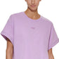 Camiseta curta feminina DKNY Boxy, roxa, tamanho grande