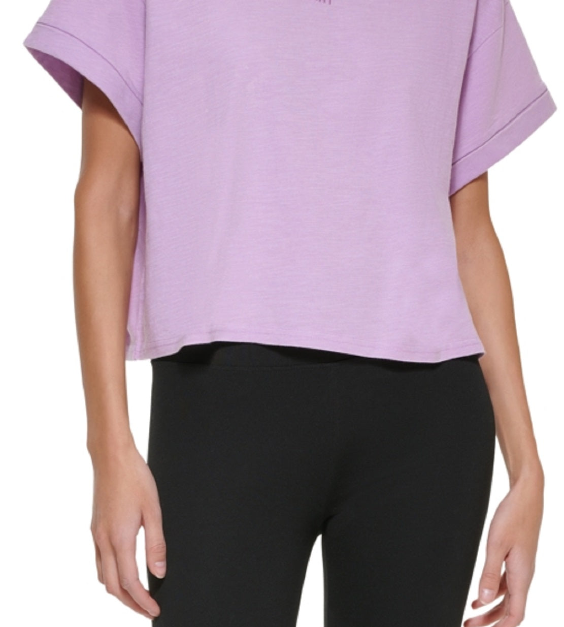 Camiseta curta feminina DKNY Boxy, roxa, tamanho grande