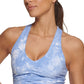 Sutiã esportivo de baixo impacto tie-dye feminino DKNY, azul, tamanho pequeno