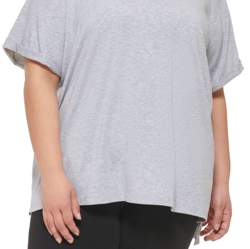 Camisetas e tops femininos DKNY para corrida e ioga, cinza, tamanho 2X