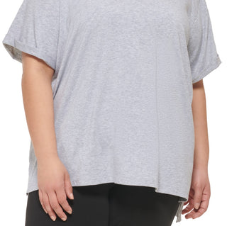 Camisetas e tops femininos DKNY para corrida e ioga, cinza, tamanho 2X