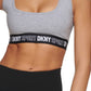 Sutiã elástico com logo DKNY feminino, cinza, tamanho grande
