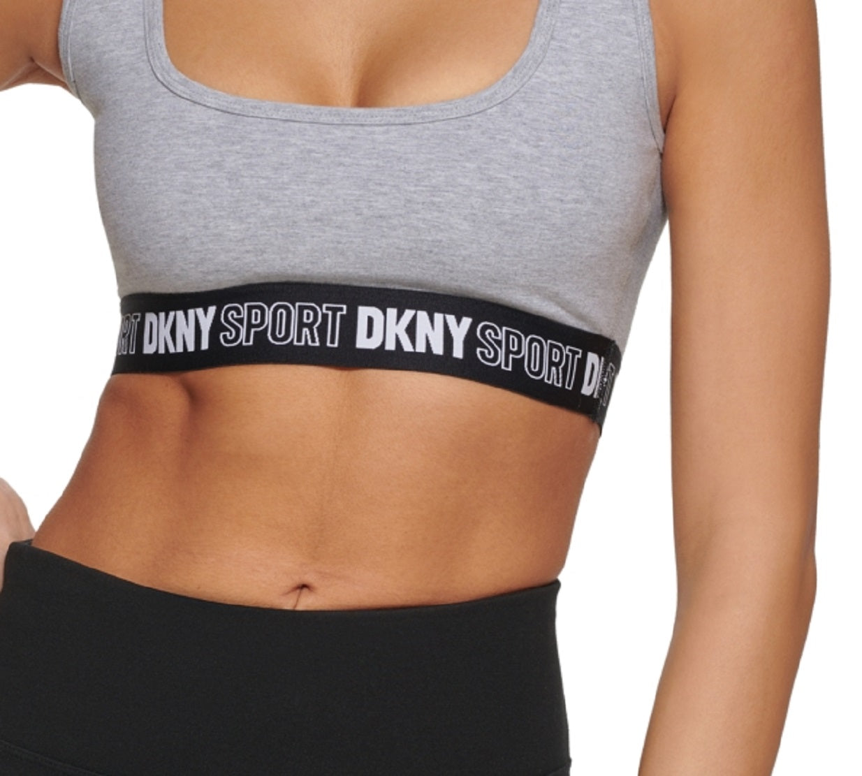 Sutiã elástico com logo DKNY feminino, cinza, tamanho grande