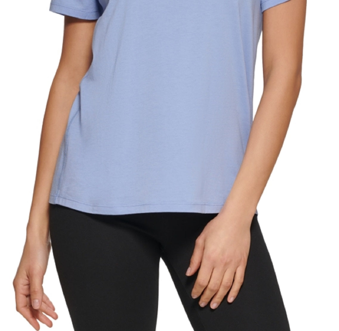 Camiseta feminina DKNY com logotipo, azul, tamanho médio