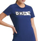 Vestido camiseta feminino DKNY com logotipo de algodão azul, tamanho extragrande