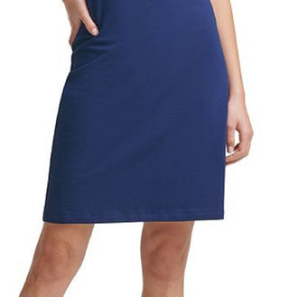 Vestido camiseta feminino DKNY com logotipo de algodão azul, tamanho extragrande