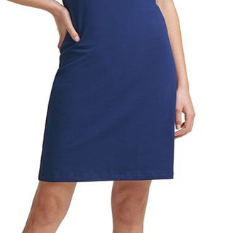 Camiseta feminina DKNY com logo de algodão, azul, tamanho médio