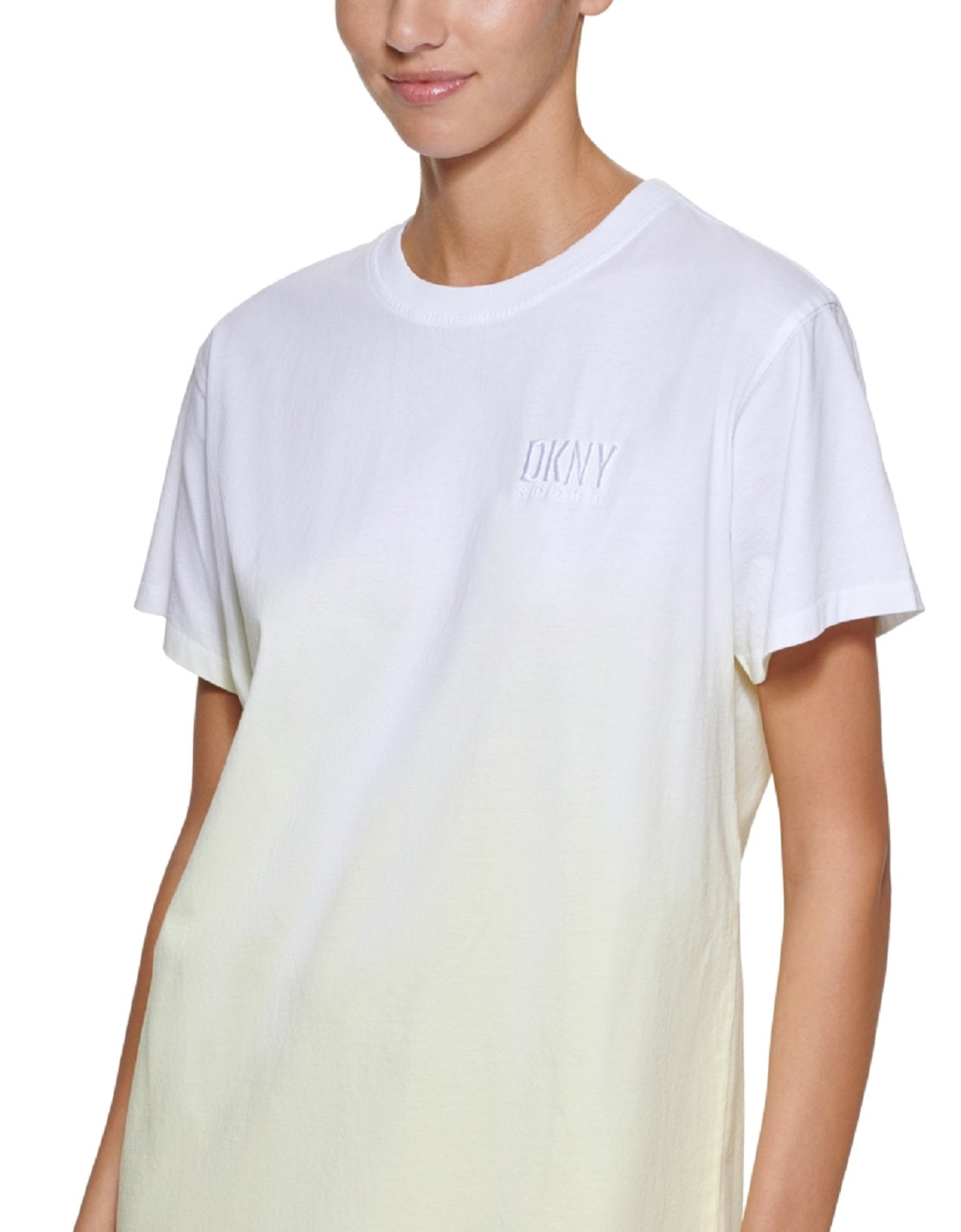 Vestido camiseta tingido DKNY feminino amarelo tamanho extragrande