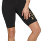 Shorts de ciclismo feminino DKNY de cintura alta, preto, tamanho grande