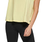 Camiseta feminina DKNY de algodão com logotipo bordado, amarela, tamanho grande