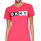 Vestido camiseta feminino DKNY com logotipo de algodão rosa