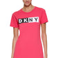 Vestido camiseta feminino DKNY com logotipo de algodão rosa tamanho X-S