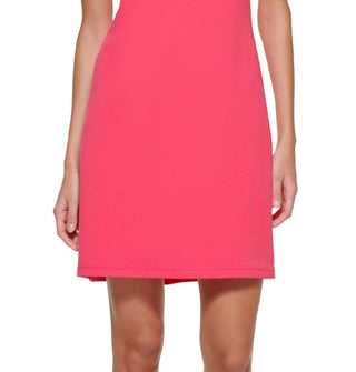 Vestido camiseta feminino DKNY com logotipo de algodão rosa tamanho X-S