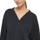 Moletom curto DKNY Henley Lounge feminino, preto, tamanho médio