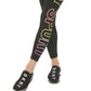 Leggings femininas DKNY com logo Ombre Explodido 7/8, pretas, tamanho grande