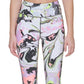Leggings femininas estampadas DKNY de cintura alta 7/8 rosa tamanho médio
