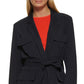 Blazer utilitário feminino DKNY com cinto, azul, tamanho extragrande