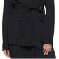 Blazer utilitário feminino DKNY com cinto, azul, tamanho extragrande
