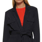 Blazer utilitário feminino DKNY com cinto, azul, tamanho médio