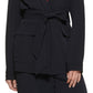 Blazer utilitário feminino DKNY com cinto, azul, tamanho médio