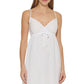 Vestido longo com decote em V e amarração frontal DKNY feminino, saída de banho, tamanho grande, branco
