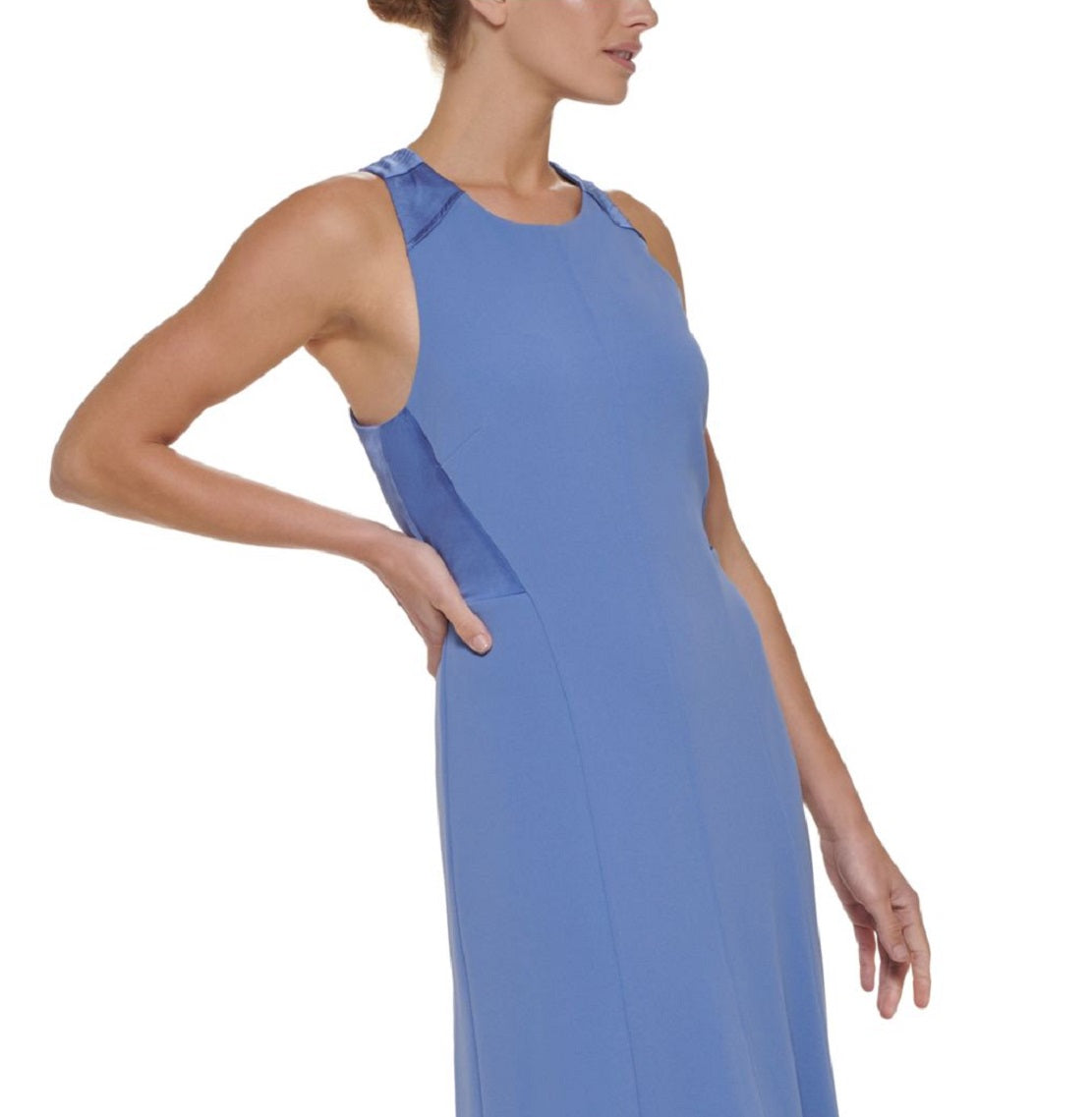 Vestido feminino DKNY com costas cruzadas, azul, tamanho 2