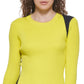 Suéter feminino DKNY com ombros contrastantes, amarelo, tamanho grande