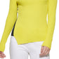 Suéter feminino DKNY com ombros contrastantes, amarelo, tamanho grande