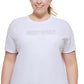 Camiseta feminina DKNY com logotipo de algodão, branca, tamanho 1X