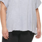 Camiseta feminina DKNY com logo metálico frontal e nó, cinza, tamanho 2X