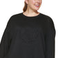 Moletom DKNY feminino com medalhão em relevo, preto, tamanho 3X