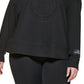 Moletom DKNY feminino com medalhão em relevo, preto, tamanho 3X