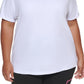 Camiseta feminina DKNY Sport Plus Cotton Logo, branca, tamanho 2X