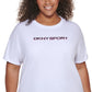 Camiseta feminina DKNY Sport Plus Cotton Logo, branca, tamanho 2X