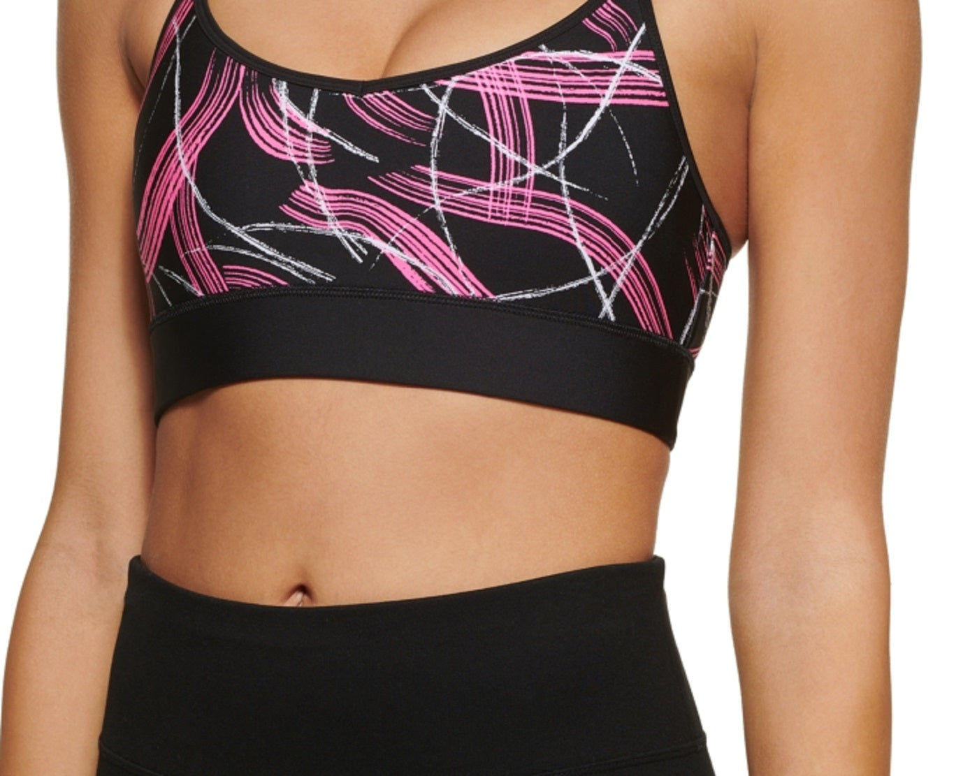 Sutiã esportivo feminino DKNY Electric Shock estampado rosa tamanho X-Large
